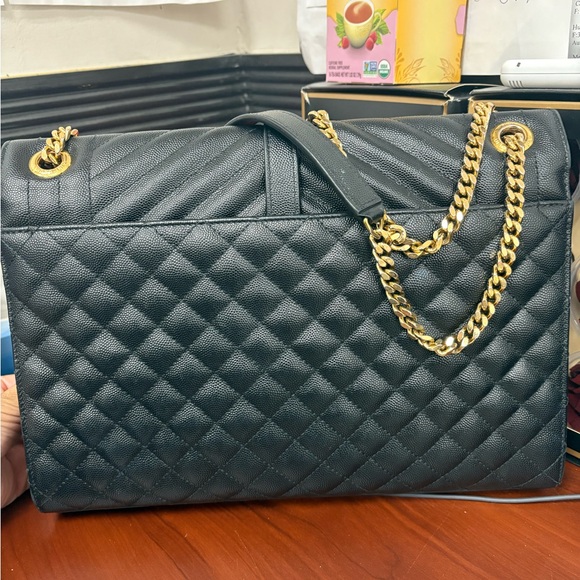 Yves Saint Laurent Black and Gold Quilted Shoulder Bag - Picture 3 of 8